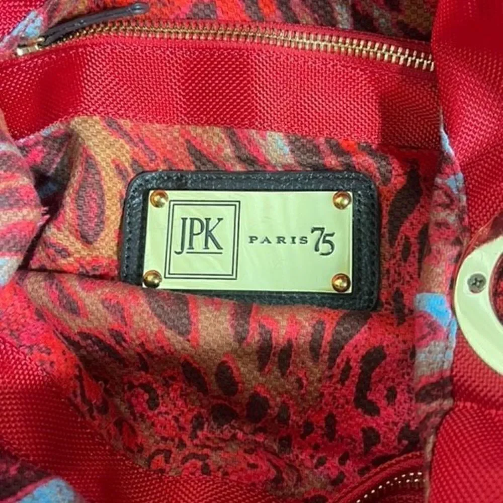 JPK Paris 75 Red Canvas with Gold Hardware Shoulder Bag Bucket Bag